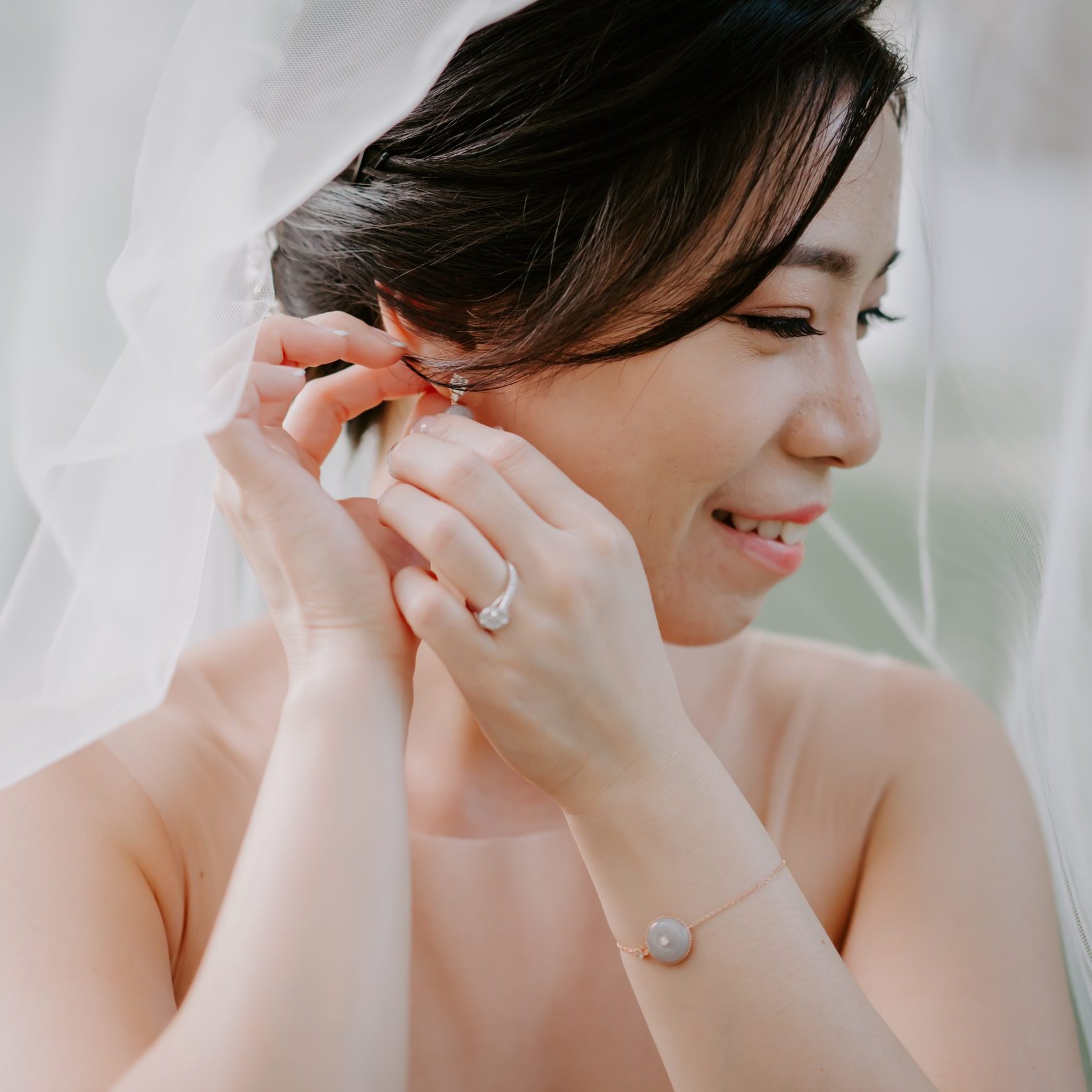 Bride wearing an earring